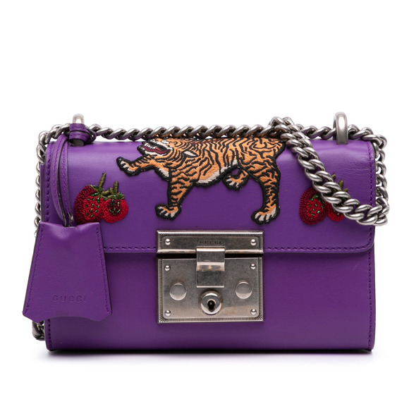 Pre-Loved Gucci Small Embroidered Calfskin Tiger Strawberry Padlock Crossbody - Picture 1 of 11